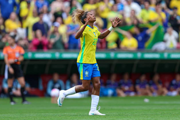 RECORD DATE NOT STATED 10th October 2026; Beira-Rio Stadium, Porto Alegre, Brazil; Friendlies Women Football, Brazil versus Argentina; Luany Rosa of Brazil celebrates his goal in the 26th minute to go up 1-0 MaxxPeixoto