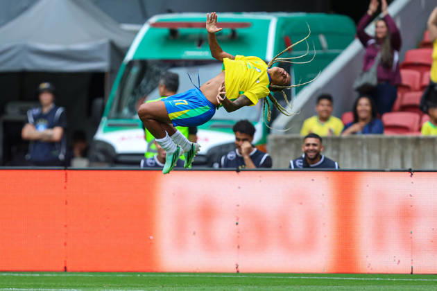 RECORD DATE NOT STATED 10th October 2026; Beira-Rio Stadium, Porto Alegre, Brazil; Friendlies Women Football, Brazil versus Argentina; Geyse Ferreira of Brazil celebrates his goal in the 38th minute to go up 2-0 MaxxPeixoto