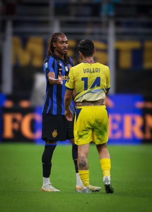 FC Internazionale v Parma Calcio 1913 - Serie A - Season 2026-2027 Milan, Italy, 10th October 2026. Djed Spence of FC Internazionale salutes Emanuele Valeri of Parma Calcio following the FC Internazionale vs Parma Calcio 1913 Serie A match at Giuseppe Meazza, Milan. Picture credit should read: Jonathan Moscrop Milan Stadio Giuseppe Meazza Italy
