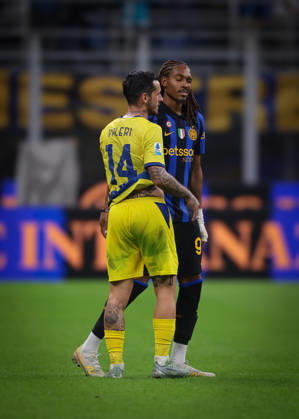 FC Internazionale v Parma Calcio 1913 - Serie A - Season 2026-2027 Milan, Italy, 10th October 2026. Djed Spence of FC Internazionale salutes Emanuele Valeri of Parma Calcio following the FC Internazionale vs Parma Calcio 1913 Serie A match at Giuseppe Meazza, Milan. Picture credit should read: Jonathan Moscrop Milan Stadio Giuseppe Meazza Italy