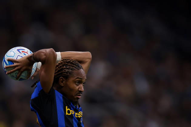 FC Internazionale v Parma Calcio 1913 - Serie A - Season 2026-2027 Milan, Italy, 10th October 2026. Djed Spence of FC Internazionale takes a throw in during the FC Internazionale vs Parma Calcio 1913 Serie A match at Giuseppe Meazza, Milan. Picture credit should read: Jonathan Moscrop Milan Stadio Giuseppe Meazza Italy