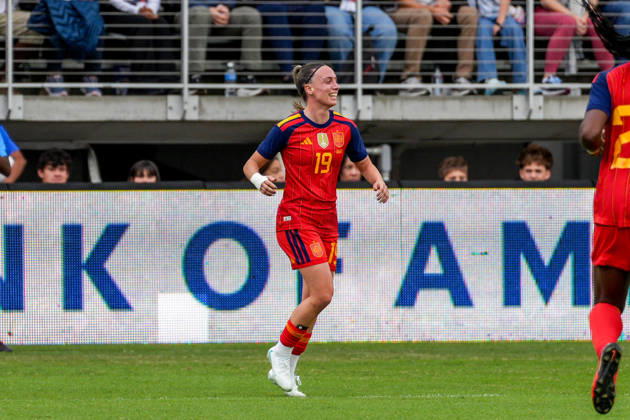 USA v Spain - Women s International Friendly, Länderspiel, Nationalmannschaft WASHINGTON D.C., UNITED STATES - OCTOBER 10: Eva Navarro of Spain celebrates after scoring a goal during Women s International Friendly football match between USA and Spain at Audi Field Stadium in Washington D.C., United States on October 10, 2026. Hasan Akbas Anadolu District of Columbia United States. Editorial use only. Please get in touch for any other usage.  Copyright: x2026xAnadoluxHasanxAkbasx