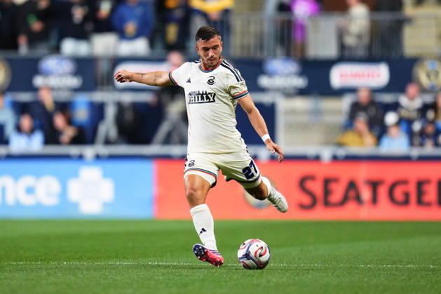 October 10, 2026: Philadelphia Union Defender Kai Wagner (27) kicks the ball during the first half of an MLS, Fussball Herren, USA match against Real Salt Lake at Subaru Park in Chester, Pennsylvania. CSM Chester United States of America - ZUMAc04_ 20261010_zma_c04_268 Copyright: xKylexRoddenx