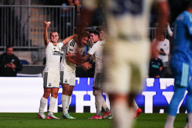 October 10, 2026: Philadelphia Union Midfielder Cavan Sullivan (6) waves to Philadelphia Union Defender Frankie Westfield (39) to join the celebration during the first half of an MLS, Fussball Herren, USA match against Real Salt Lake at Subaru Park in Chester, Pennsylvania. CSM Chester United States of America - ZUMAc04_ 20261010_zma_c04_269 Copyright: xKylexRoddenx