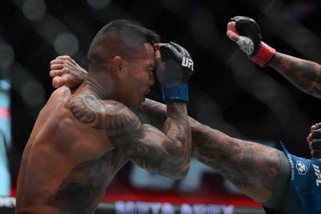 October 10, 2026, Las Vegas, Nevada, USA: ANDRE FILI defeats KAI KAMAKA III by KO, Round 2, :22 during UFC Fight Night night the Meta APEX in Las Vegas. UFC Fight Night: Andre Fili Defeats Kai Kamaka III By KO - ZUMAo117 20261010_zsp_o117_002 Copyright: xMikaelxOnax