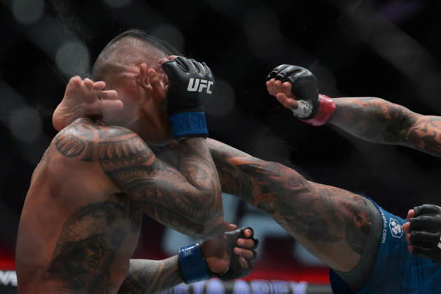 October 10, 2026, Las Vegas, Nevada, USA: ANDRE FILI defeats KAI KAMAKA III by KO, Round 2, :22 during UFC Fight Night night the Meta APEX in Las Vegas. UFC Fight Night: Andre Fili Defeats Kai Kamaka III By KO - ZUMAo117 20261010_zsp_o117_007 Copyright: xMikaelxOnax
