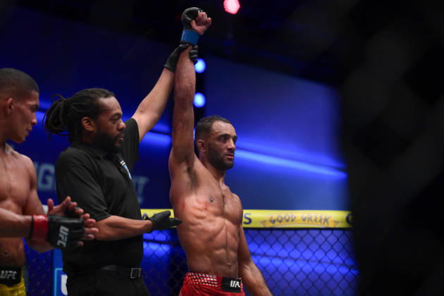 October 10, 2026, Las Vegas, Nevada, USA: JAI HERBERT defeats MATHEUS CAMILO by unanimous decision (29-28, 29-28, 29-28) during UFC Fight Night night the Meta APEX in Las Vegas. Las Vegas USA - ZUMAo117 20261010_zsp_o117_019 Copyright: xMikaelxOnax