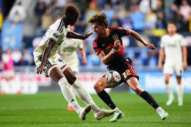 October 10, 2026: Philadelphia Union Defender Neil Pierre (44) and Real Salt Lake Forward Sergi Solans (22) battle for the ball during the second half of an MLS, Fussball Herren, USA match at Subaru Park in Chester, Pennsylvania. CSM Chester United States of America - ZUMAc04_ 20261010_zma_c04_313 Copyright: xKylexRoddenx