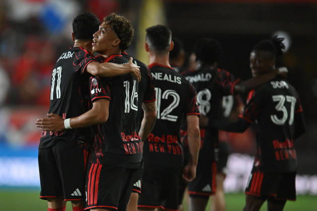 October 10, 2026, Harrison, New Jersey, United States of America: Harrison, New Jersey United States of America. 10 Oct, 2026. New York Red Bulls forward JULIAN HALL (16) is seen watching a video replay of his Goal at Sports Illustrated Stadium New York defeats San Diego 4 to 1. Credit: , Jr. Zuma Press Harrison United States of America - ZUMAa301 20261010_aaf_a301_003 Copyright: xBrooksxVonxArxx