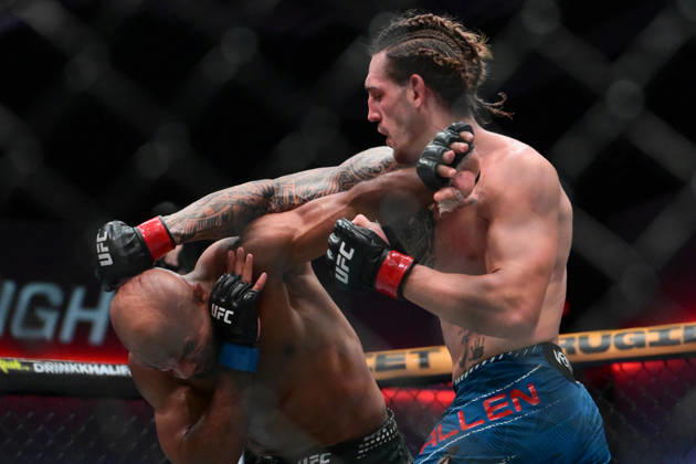 October 10, 2026, Las Vegas, Nevada, USA: BRENDAN ALLEN defeats CHRISTIAN LEROY DUNCAN by submission (rear-naked choke) at 2:46 of Round 5 during UFC Fight Night night the Meta APEX in Las Vegas. Las Vegas USA - ZUMAo117 20261010_zsp_o117_034 Copyright: xMikaelxOnax
