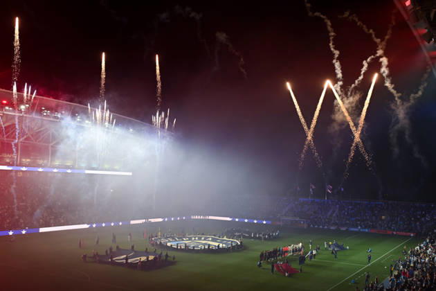 Philadelphia Union Vs Real Salt Lake - October 10, 2026 Fireworks are set off during the national anthem before the Major League Soccer 2026 match between Philadelphia Union and Real Salt Lake at Subaru Park in Chester, Pennsylvania, on October 10, 2026. Philadelphia United States  Copyright: xJackxMegawx originalFilename:megaw-philadel261010_np3S5.jpg