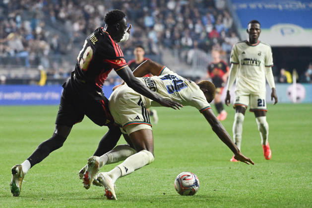 Philadelphia Union Vs Real Salt Lake - October 10, 2026 Neil Pierre 44 of the Philadelphia Union is fouled by Ariath Piol 19 of Real Salt Lake during the Major League Soccer 2026 match between Philadelphia Union and Real Salt Lake at Subaru Park in Chester, Pennsylvania, on October 10, 2026. Philadelphia United States  Copyright: xJackxMegawx originalFilename:megaw-philadel261010_np3V9.jpg