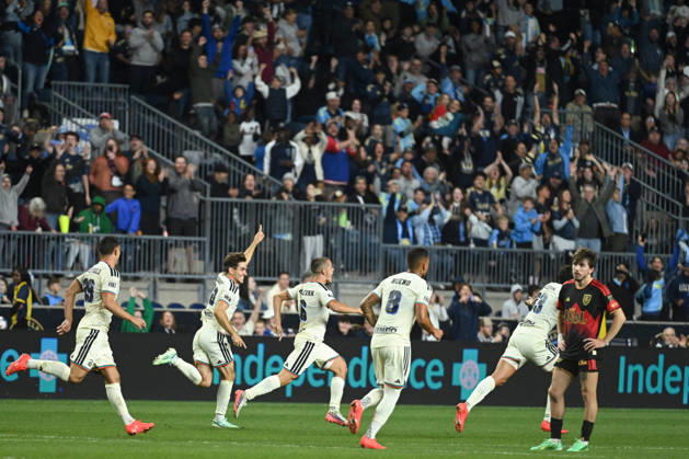 Philadelphia Union Vs Real Salt Lake - October 10, 2026 Milan Iloski 10 of the Philadelphia Union celebrates with teammates after his disallowed goal is overturned during the Major League Soccer 2026 match between Philadelphia Union and Real Salt Lake at Subaru Park in Chester, Pennsylvania, on October 10, 2026. Philadelphia United States  Copyright: xJackxMegawx originalFilename:megaw-philadel261010_np8rE.jpg