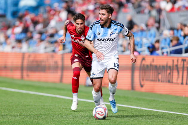 Toronto FC v CF Montreal Luca Petrasso 13 of CF Montreal runs with the ball during a Major League Soccer game between Toronto FC and CF Montreal at BMO Field in Toronto, Ontario, Canada, on October 10, 2026. Toronto Ontario Canada  Copyright: xIndrawanxKumalax originalFilename:kumala-majorlea261010_npbOa.jpg