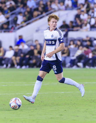 October 10, 2026, Los Angeles, California, USA: Oliver Larraz 8 of the Vancouver Whitecaps during their regular season MLS, Fussball Herren, USA game against the Los Angeles Football Club on Saturday October 10, 2026 at the BMO Stadium in Los Angeles, California. LAFC tie with Whitecaps, 1-1. ARIANA RUIZ PI Los Angeles USA - ZUMAp124 20261010_zaa_p124_019 Copyright: xArianaxRuizx