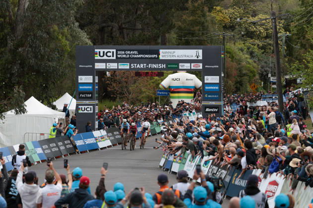 2026 UCI Gravel World Championships Picture by James Raison SWpix.com - 11 10 2026 - Cycling - 2026 UCI Gravel World Championships - Nannup, Western Australia, Australia - Men™s Elite - Magnus Bak Klaris (Denmark) wins to become World Champion with Florian Vermeersch (Belgium) in second and Connor Swift (Great Britain) in third Copyright: x xSWpix.comx(t axPhotographyxHubxLtd)xJamesxRaison SWpix.comx SWP-3030-24596