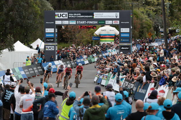 2026 UCI Gravel World Championships Picture by James Raison SWpix.com - 11 10 2026 - Cycling - 2026 UCI Gravel World Championships - Nannup, Western Australia, Australia - Men™s Elite - Magnus Bak Klaris (Denmark) wins to become World Champion with Florian Vermeersch (Belgium) in second and Connor Swift (Great Britain) in third Copyright: x xSWpix.comx(t axPhotographyxHubxLtd)xJamesxRaison SWpix.comx SWP-3030-24598