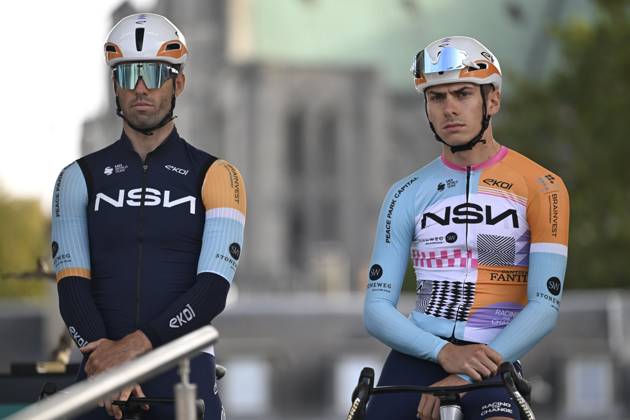 Paris Tours 2026 Cycling Race TOURS, FRANCE - OCTOBER 11 : Verbrugghe Jens (BEL) of NSN Cycling Team, Van Asbroeck Tom (BEL) of NSN Cycling Team during the 120th edition of Paris Tours an UCI ProSeries 1.Pro one day cycling road race for Men Elite of 216.2 km with start in Chartres and finish in Tours on October 11, 2026 in Tours, France, 11 10 2026 ( Motordriver Guy De Vuyst - Tours France  Copyright: xNicoxVereeckenx