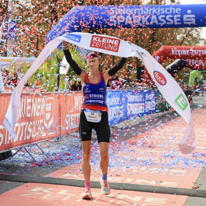 RUNNING - Graz Marathon 2026 GRAZ,AUSTRIA,11.OCT.26 - RUNNING - Graz Marathon. Image shows the rejoicing of Bianca Ederer (AUT).  GEPAxpictures xWolfgangxGrebien