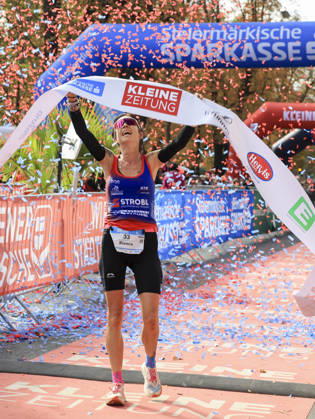 RUNNING - Graz Marathon 2026 GRAZ,AUSTRIA,11.OCT.26 - RUNNING - Graz Marathon. Image shows the rejoicing of Bianca Ederer (AUT).  GEPAxpictures xWolfgangxGrebien
