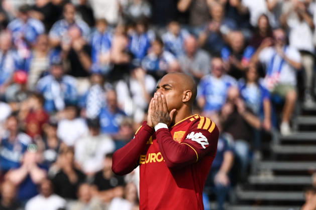 Donyell Malen of AS Roma react during the Serie A soccer match between Como Calcio and AS Roma at the Giuseppe Sinigaglia stadium in Como, north Italy - October 11, 2026 - Soccer.  Copyright: xTizianoxBallabio LaPressex