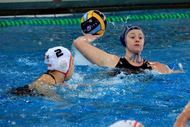 11.10.2026, GER, DEU, Deutschland Wasserball Frauen ,Wasserball Champion League Qualifikation, Saison 2026, Berlin, Spandau 04 vs. Pallanuoto Trieste Akari Inaba ( Spandau04 2 ), Emma De March ( Pallanuoto Triest 3 ) nordphoto GmbH Engler Berlin Schwimmhalle-Schoeneberg Berlin Deutschland Copyright: xNordphotox xEnglerx