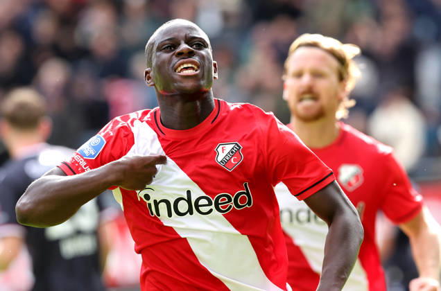 UTRECHT - FC Utrecht forward Yoan Cathline celebrates after scoring during the Vriendenloterij Eredivisie match between FC Utrecht and Willem II at Stadion Galgenwaard on 11 October 2026 in Utrecht, Nederland. PETER LOUS EYE4IMAGES DeFodi Images -
