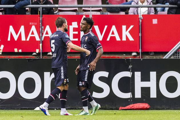 UTRECHT , 11-10-2026 , stadium De Galgenwaard , season 2026 2027 , Dutch Eredivisie football , match between FC Utrecht and Willem II , picture shows Willem II player Jayden Slory , celebrating the goal. 1-1. Utrecht - Willem II  x208162130x Copyright: