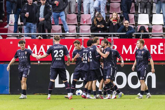 UTRECHT , 11-10-2026 , stadium De Galgenwaard , season 2026 2027 , Dutch Eredivisie football , match between FC Utrecht and Willem II , picture shows Willem II player Jayden Slory , celebrating the goal. 1-1. Utrecht - Willem II  x208162134x Copyright:
