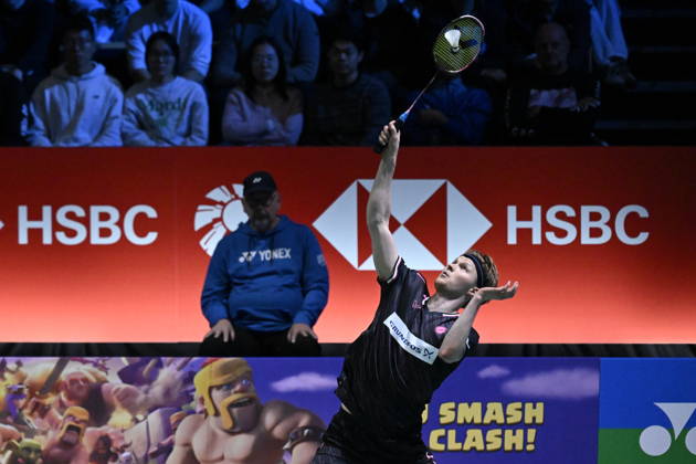 LKS 20261011 Anders Antonsen of Denmark hits a return during the men s singles match against Yushi Tanaka of Japan (not pictured) during the finals at the badminton Clash of Clans Arctic Open 2026 tournament in Vantaa, Finland, on October 11, 2026. - ANTTI AIMO-KOIVISTO Vantaa Finland 6Vezi5G-7uI  Copyright: xAnttixAimo-Koivistox 6Vezi5G-7uI
