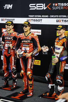 October 11, 2026, Cascais, Lisbon, Portugal: The Podium during the Tissot Superpole Race of the FIM Superbike World Championship, WM, Weltmeisterschaft at Circuito Estoril on October 11, 2026 in Cascais, Portugal. Cascais Portugal - ZUMAr200 20261011_zsp_r200_047 Copyright: xNunoxReisinhox