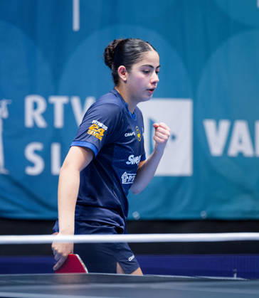 Angelina Bebawy Sweden (foto-ms0999b) at the 2026 European Table tennis, Tischtennis Championships in Ljubljana LJUBLJANA, SLOVENIA - 11 OCTOBER 2026: Angelina Bebawy Sweden (foto-ms0999b) in action at the European Table Tennis Championships in Stozice Arena, Ljubljana, Slovenia (Photo by Manfred Schillings) Ljubljana Stozice Arena Slovenia