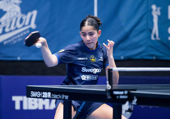 Angelina Bebawy Sweden (foto-ms1002b) at the 2026 European Table tennis, Tischtennis Championships in Ljubljana LJUBLJANA, SLOVENIA - 11 OCTOBER 2026: Angelina Bebawy Sweden (foto-ms1002b) in action at the European Table Tennis Championships in Stozice Arena, Ljubljana, Slovenia (Photo by Manfred Schillings) Ljubljana Stozice Arena Slovenia