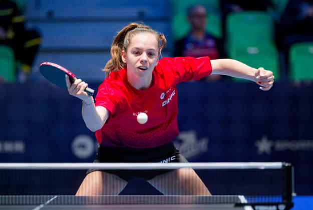 Fanny Doutaz Switzerland (foto-ms1120b) at the 2026 European Table tennis, Tischtennis Championships in Ljubljana LJUBLJANA, SLOVENIA - 11 OCTOBER 2026: Fanny Doutaz Switzerland (foto-ms1120b) in action at the European Table Tennis Championships in Stozice Arena, Ljubljana, Slovenia (Photo by Manfred Schillings) Ljubljana Stozice Arena Slovenia