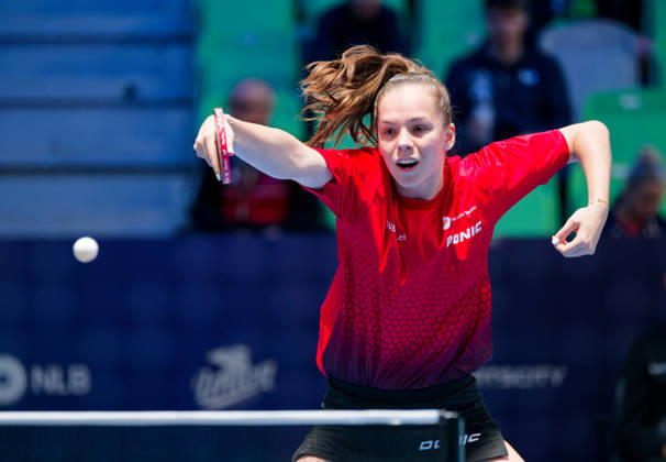 Fanny Doutaz Switzerland (foto-ms1122b) at the 2026 European Table tennis, Tischtennis Championships in Ljubljana LJUBLJANA, SLOVENIA - 11 OCTOBER 2026: Fanny Doutaz Switzerland (foto-ms1122b) in action at the European Table Tennis Championships in Stozice Arena, Ljubljana, Slovenia (Photo by Manfred Schillings) Ljubljana Stozice Arena Slovenia