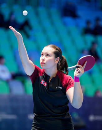 Martine Toftaker Norway (foto-ms1034b) at the 2026 European Table tennis, Tischtennis Championships in Ljubljana LJUBLJANA, SLOVENIA - 11 OCTOBER 2026: Martine Toftaker Norway (foto-ms1034b) in action at the European Table Tennis Championships in Stozice Arena, Ljubljana, Slovenia (Photo by Manfred Schillings) Ljubljana Stozice Arena Slovenia