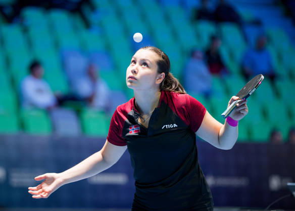 Martine Toftaker Norway (foto-ms1035b) at the 2026 European Table tennis, Tischtennis Championships in Ljubljana LJUBLJANA, SLOVENIA - 11 OCTOBER 2026: Martine Toftaker Norway (foto-ms1035b) in action at the European Table Tennis Championships in Stozice Arena, Ljubljana, Slovenia (Photo by Manfred Schillings) Ljubljana Stozice Arena Slovenia