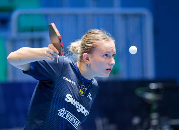 Siri Benjegard Sweden (foto-ms1075b) at the 2026 European Table tennis, Tischtennis Championships in Ljubljana LJUBLJANA, SLOVENIA - 11 OCTOBER 2026: Siri Benjegard Sweden (foto-ms1075b) in action at the European Table Tennis Championships in Stozice Arena, Ljubljana, Slovenia (Photo by Manfred Schillings) Ljubljana Stozice Arena Slovenia