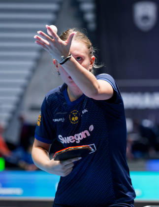 Siri Benjegard Sweden (foto-ms1087b) at the 2026 European Table tennis, Tischtennis Championships in Ljubljana LJUBLJANA, SLOVENIA - 11 OCTOBER 2026: Siri Benjegard Sweden (foto-ms1087b) in action at the European Table Tennis Championships in Stozice Arena, Ljubljana, Slovenia (Photo by Manfred Schillings) Ljubljana Stozice Arena Slovenia