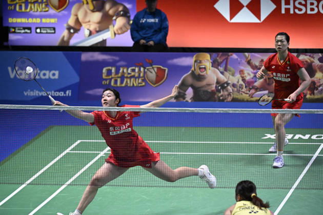 Chen Fan Shu Tian (L) and Luo Xu Min (R) of China during their women s doubles match against Lin Jhih Yun and Hsu Yin-Hui of Taiwan (not pictured) during the finals at the badminton Clash of Clans Arctic Open 2026 tournament in Vantaa, Finland, on October 11, 2026. - ANTTI AIMO-KOIVISTO Finland O2eRLU_KMqg  Copyright: xAnttixAimo-Koivistox O2eRLU_KMqg