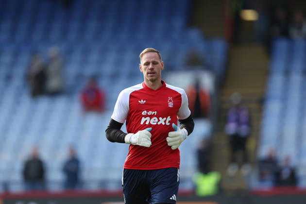 11th October 2026; Selhurst Park, London, England; Premier League Football, Crystal Palace versus Nottingham Forest; goalkeeper Matz Sels of Nottingham Forest warms up ahead of kick-off KatiexChan