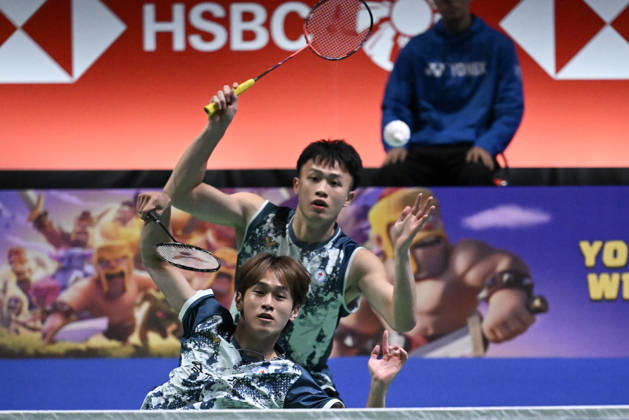 Tsai Fu Cheng (R) and Lai Po Yu (L) of Taiwan during their men s doubles match against Aaron Tai and Yap Roy King of Malaysia (not pictured) during the finals at the badminton Clash of Clans Arctic Open 2026 tournament in Vantaa, Finland, on October 11, 2026. - ANTTI AIMO-KOIVISTO Finland cgDYwrW7smE  Copyright: xAnttixAimo-Koivistox cgDYwrW7smE