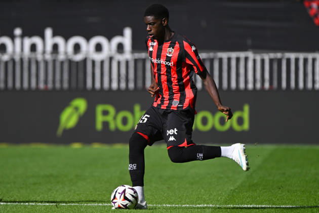 FOOTBALL : OGC Nice VS RC Strasbourg Alsace - Ligue 1 McDonald s - 11 10 2026 Niels Nkounkou (OGCN) - Ligue 1 McDonald™s match between OGC Nice and Racing Club de Strasbourg Alsace on October 11, 2026 at the Allianz Riviera Stadium in Nice. NiceFrance  Copyright: xWilliamxCannarellax