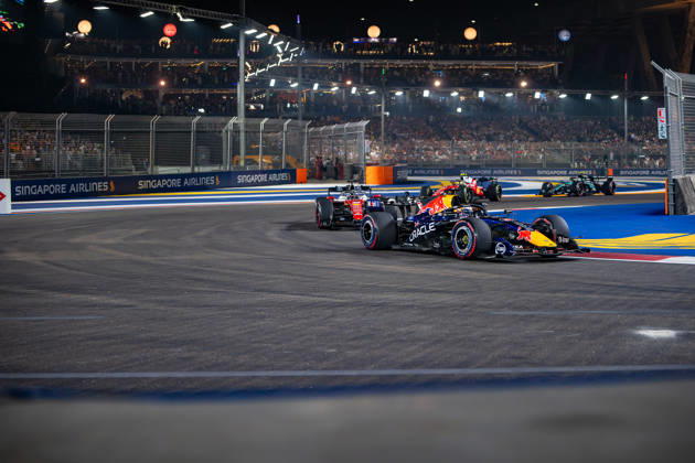 RECORD DATE NOT STATED 11th October 2026; Marina Bay, Singapore; Formula 1, Singapore Grand Prix, Race Day; 2nd lap and Max Verstappen of Red Bull Racing holds the lead DavidxAsh
