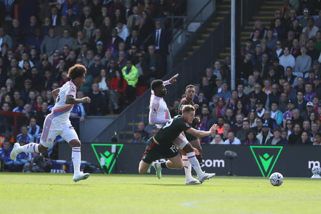 11th October 2026; Selhurst Park, London, England; Premier League Football, Crystal Palace versus Nottingham Forest; Liam Delap of Nottingham Forest is fouled by Jefferson Lerma of Crystal Palace who receives a yellow card for stopping a promising attack KatiexChan