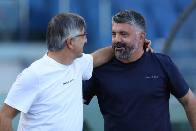 SOCCER - Serie A - SS Lazio vs. AC Monza Photo by IPA ABACAPRESS.COM89550075 - Rome, Italy - October 11, 2026: Ivan Juric (Head Coach) of AC Monza greets Lazio coach Gennaro Gattuso before the 2026–2027 Italian Serie A-Enilive Championship soccer match between SS Lazio and AC Monza at the Olympic Stadium in Rome. Rome Italy Copyright: xIPAxSport ABACAx