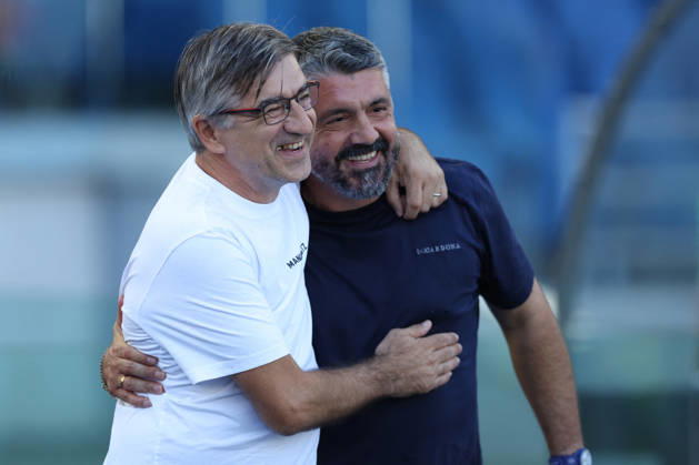 SOCCER - Serie A - SS Lazio vs. AC Monza Photo by IPA ABACAPRESS.COM89550074 - Rome, Italy - October 11, 2026: Ivan Juric (Head Coach) of AC Monza greets Lazio coach Gennaro Gattuso before the 2026–2027 Italian Serie A-Enilive Championship soccer match between SS Lazio and AC Monza at the Olympic Stadium in Rome. Rome Italy  Copyright: xIPAxSport ABACAx