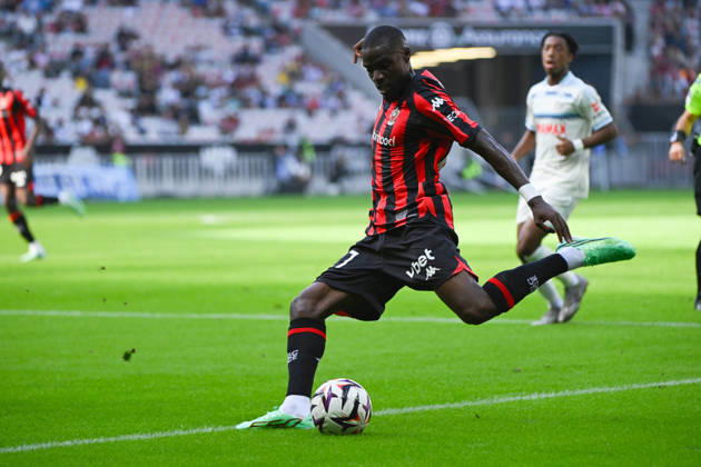 FOOTBALL : OGC Nice VS RC Strasbourg Alsace - Ligue 1 McDonald s - 11 10 2026 Niels Nkounkou (OGCN) - Ligue 1 McDonald™s match between OGC Nice and Racing Club de Strasbourg Alsace on October 11, 2026 at the Allianz Riviera Stadium in Nice. NiceFrance  Copyright: xWilliamxCannarellax
