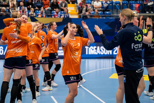 HSG Blomberg-Lippe (GER) vs. Odense Handbold (DEN), Handball, EHF Champions League Women, Gruppenphase, 11.10.2026, Saision 2026 2027, Lemgo Tina Abdulla (Odense Handbold, 11) freut sich nach dem Sieg gegen die HSG Blomberg-Lippe (GER) Lemgo Phoenix Contact Arena Deutschland