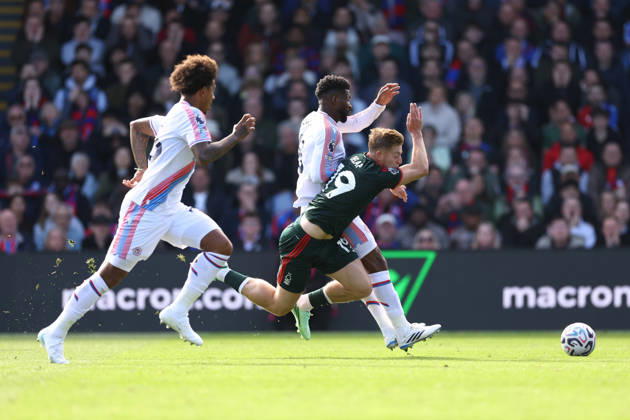 Crystal Palace v Nottingham Forest 11 October 2026, London - Premier League Football - Crystal Palace v Nottingham Forest - Jefferson Lerma of Crystal Palace and Liam Delap of Nottingham Forest - Photo: Jacques Feeney Offside. London UK Copyright: xJacquesxFeeneyx xOffsidexOffside